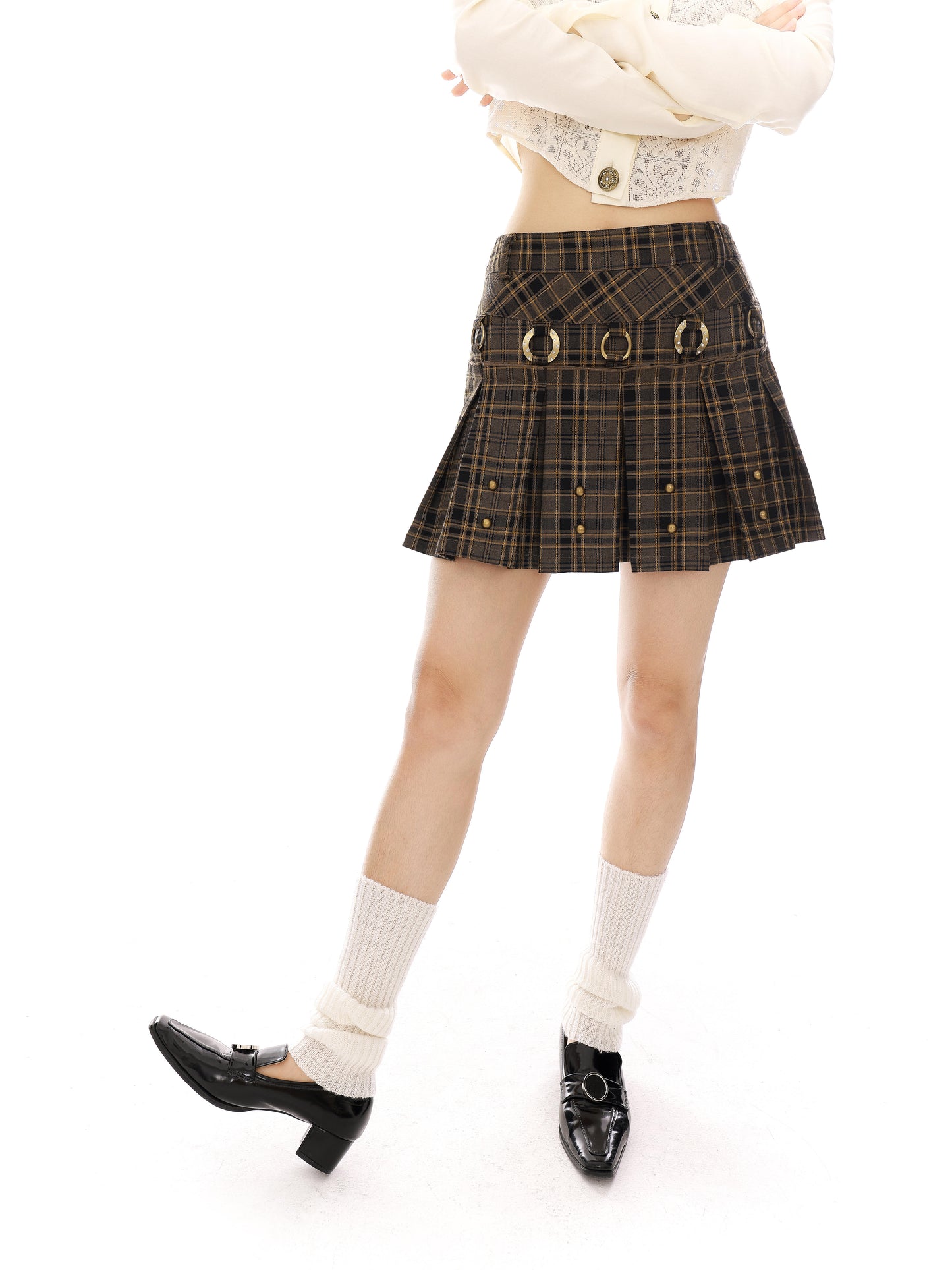 Punk Check Pleated Skirt