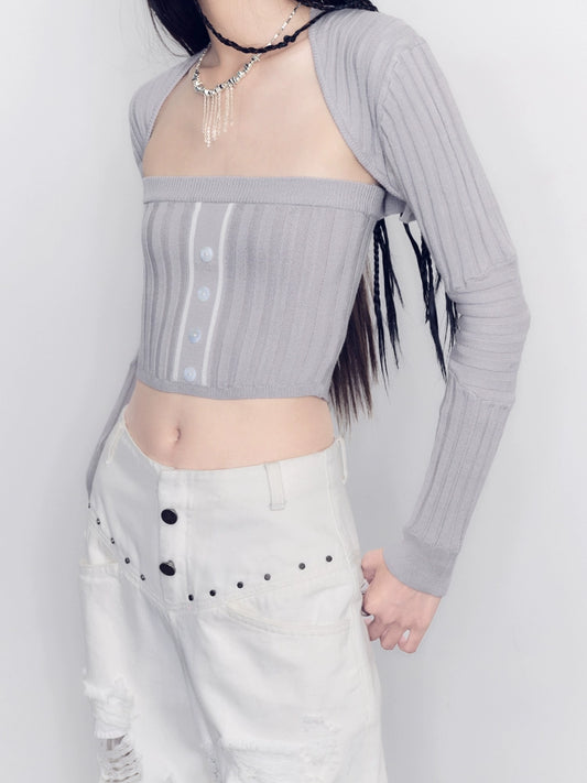 Contrast Knit Two-Piece Set