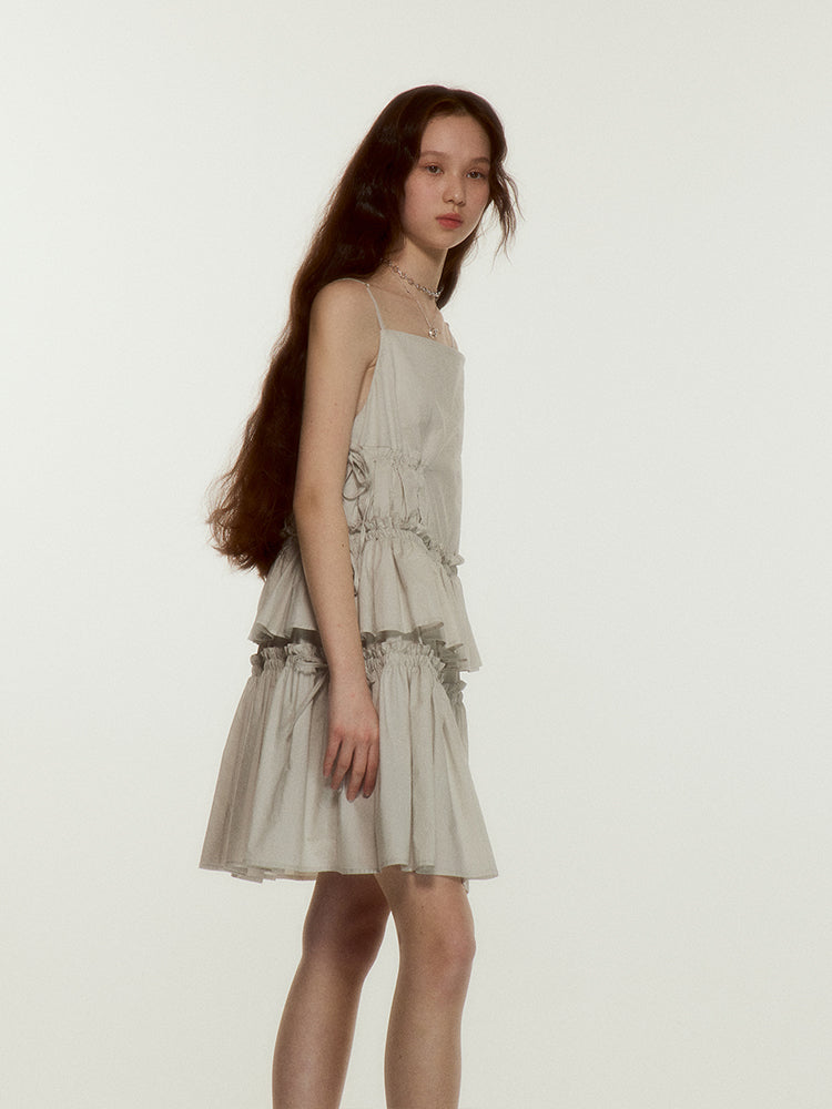 Mint Gray Pleated Dress