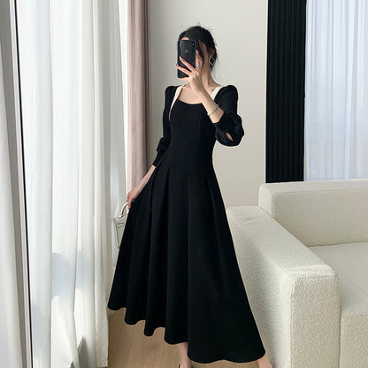 Black Dress - Square Neck Skirt