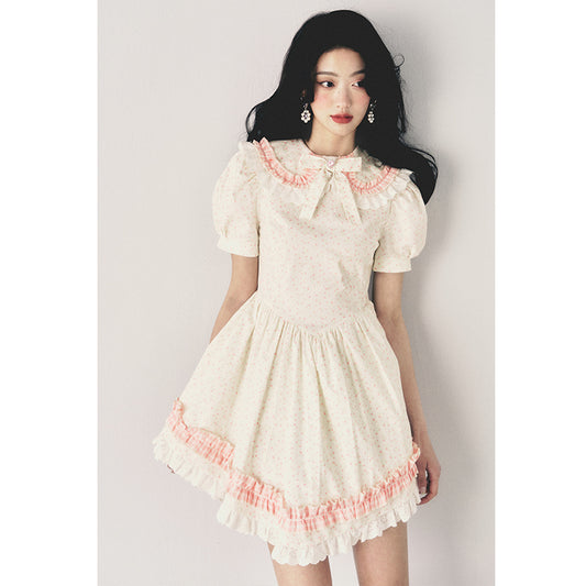 Fragmented Flower Doll Neck Dress