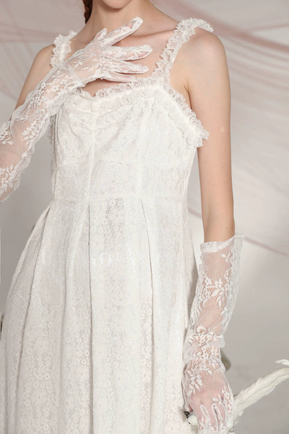 White Dove Elegance - Feather Feel Lace Dress