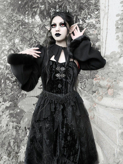 Misty Gothic Woolen Bat Neck Coat