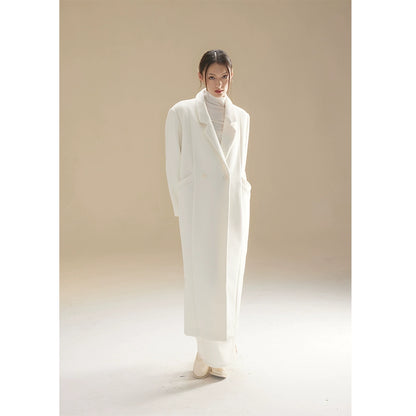 Winter White Wool Warm Long Coat