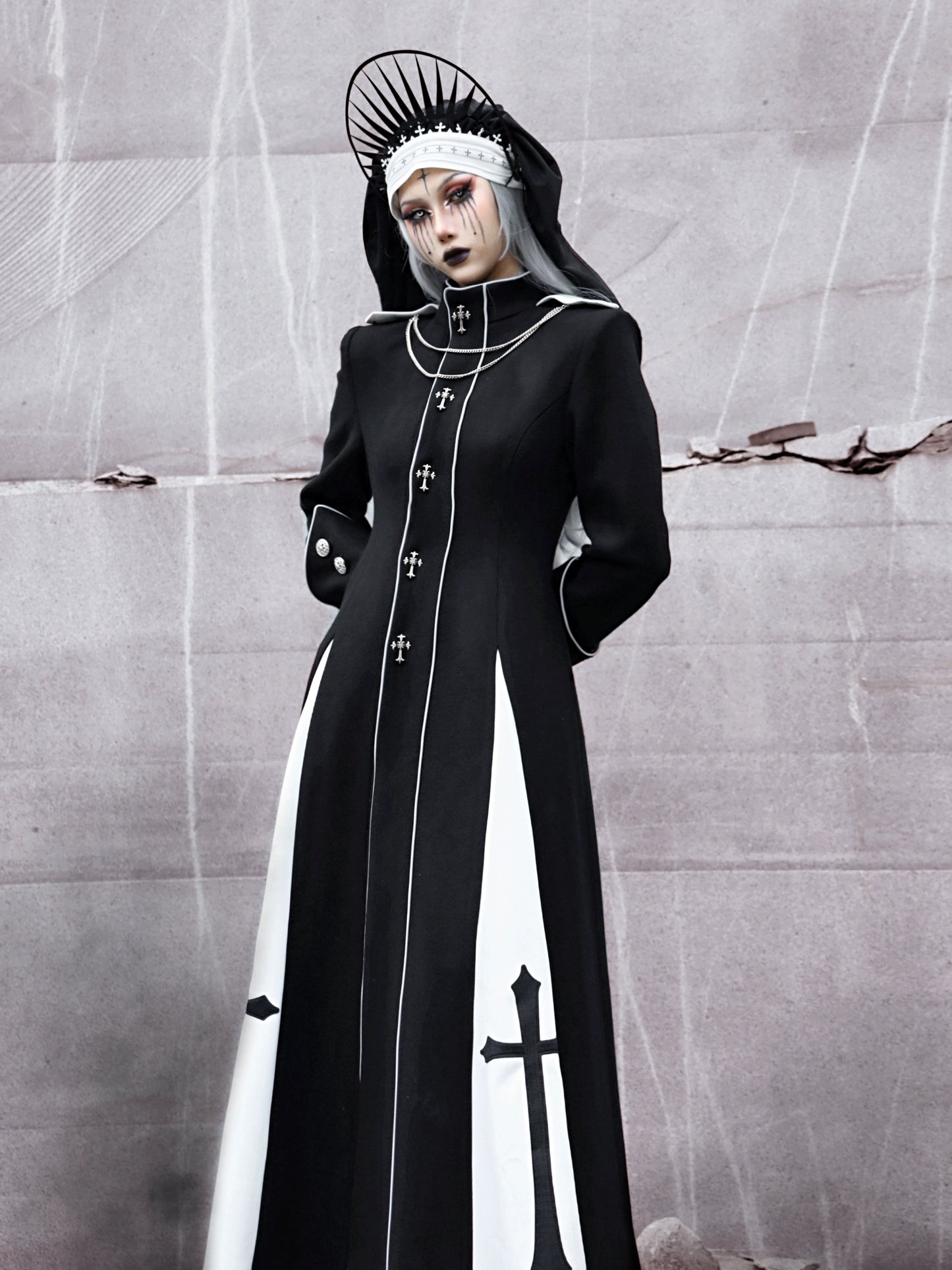 Sister Gothic Cross Woolen Coat