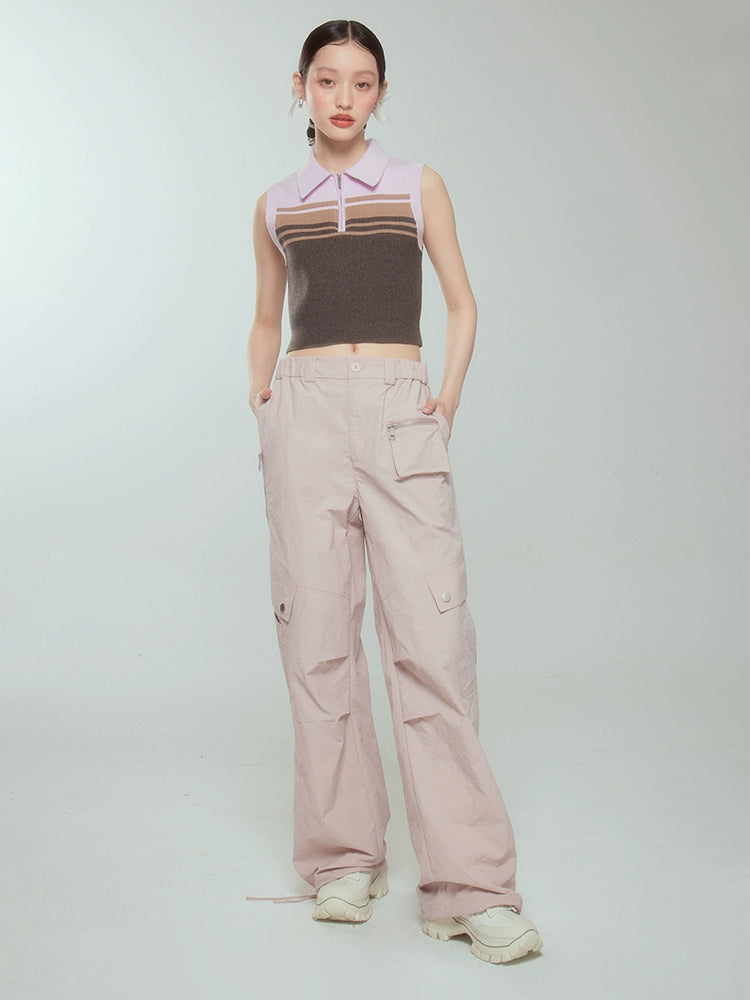 Pantalon de travail à taille haute rose rose