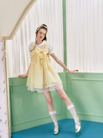 Yellow Plaid Doll Skirt