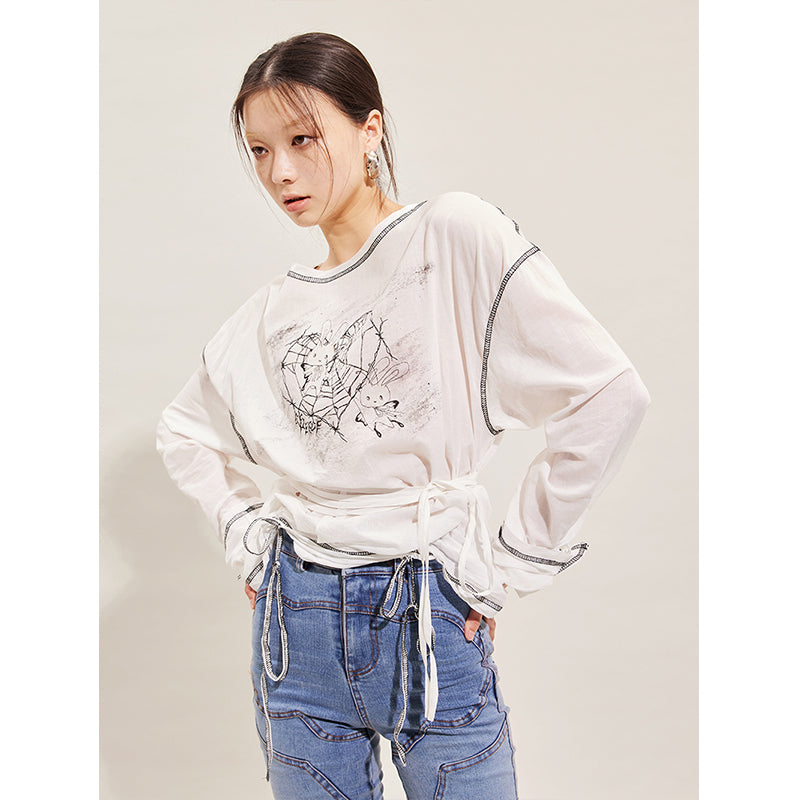 Rabbit Elf Hand Painted Long Sleeve Top