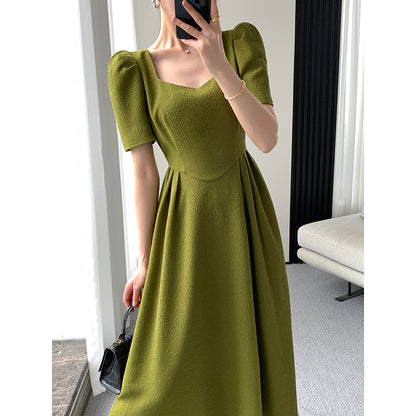 Green Square Neck Midi Skirt