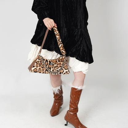 Leopard Checker Fur Bag