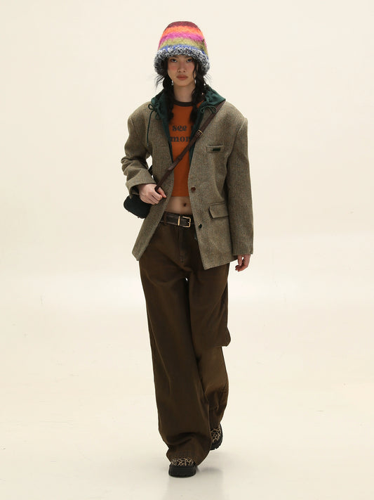 Two-Piece Knitted Hooded Suit