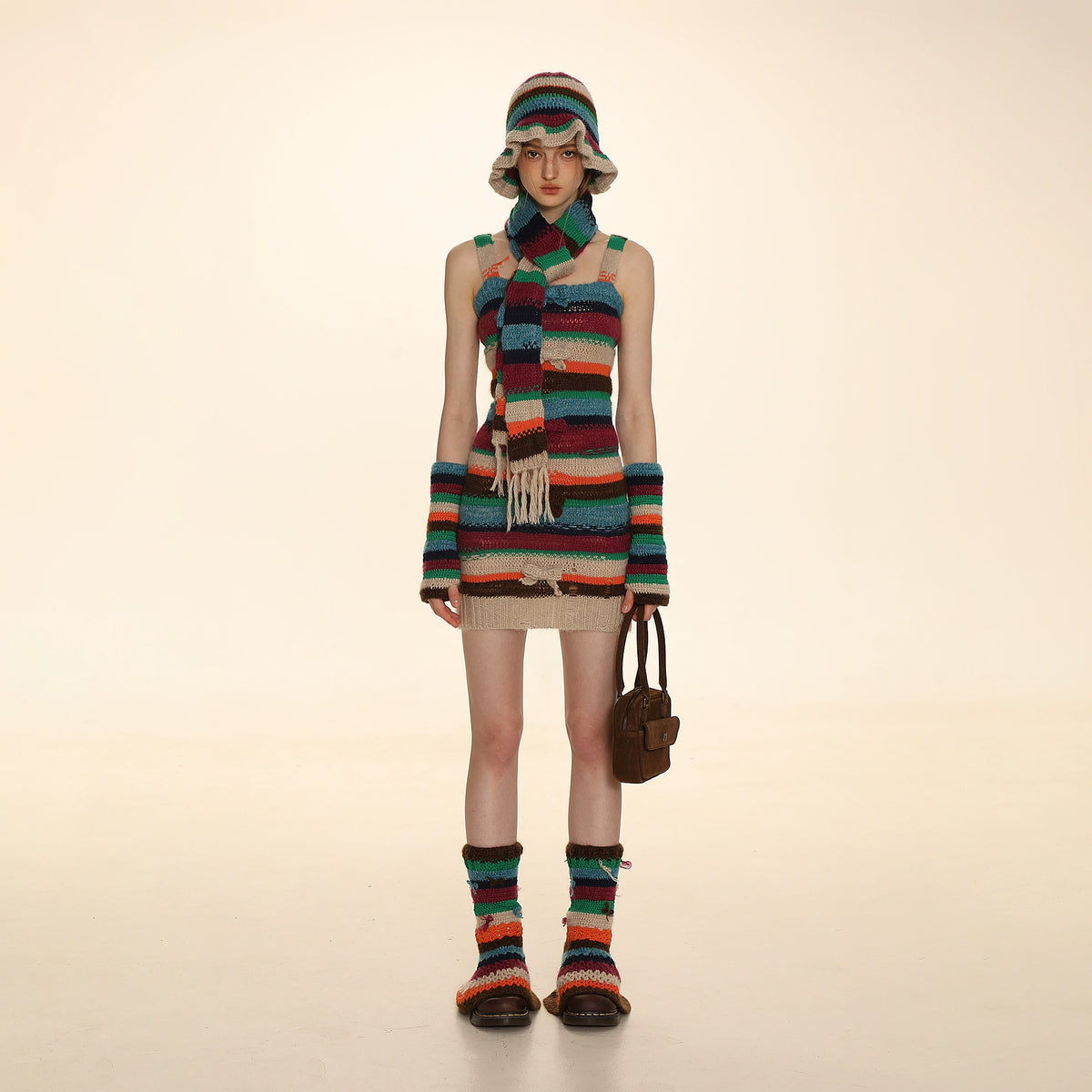 Colorful Stripe Bow Strap Dress