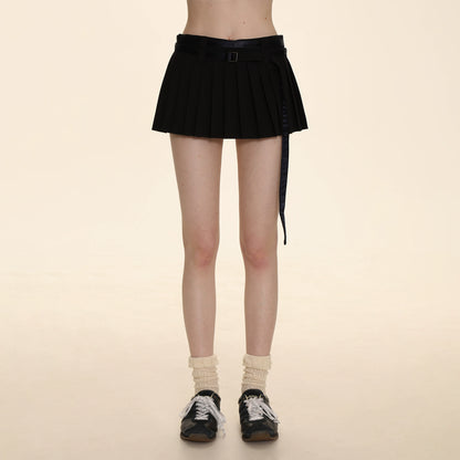 Lace Pleated Short A-Line Skirt