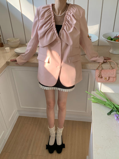 Pink V-Neck Suit Jacket