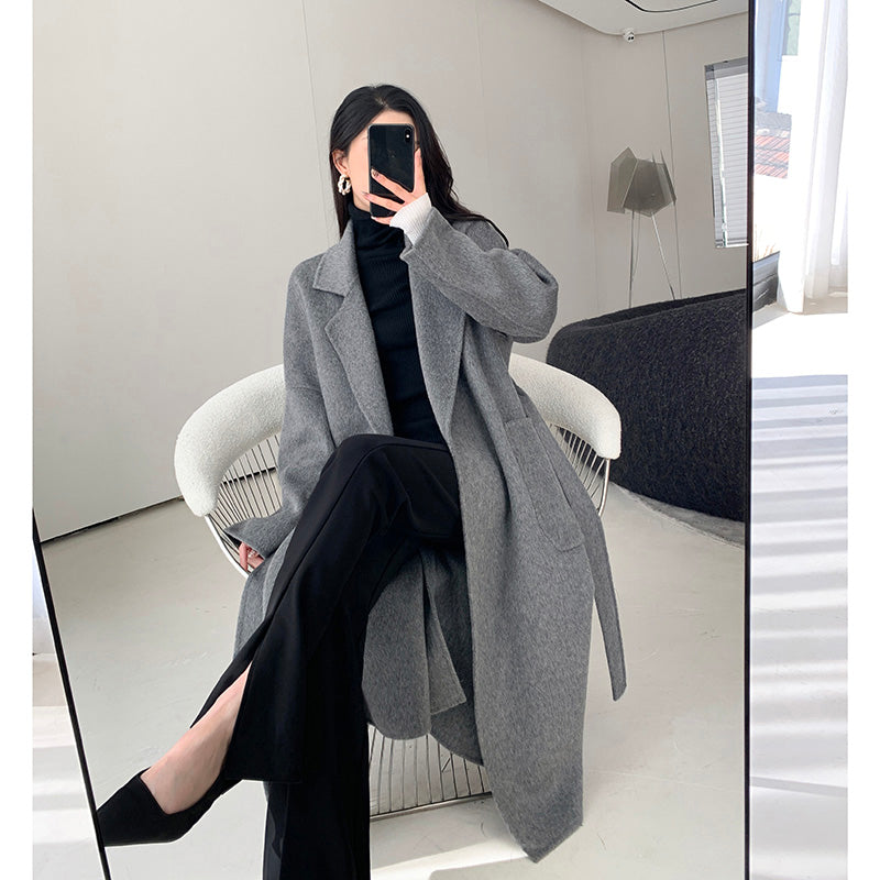 Elegant Grey Wool Coat - Winter