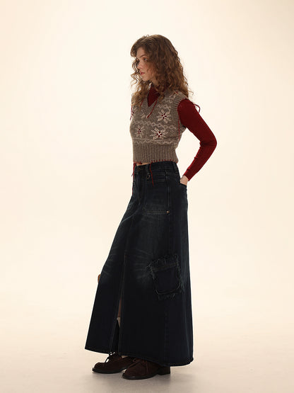 Vintage Cat Whiskers Denim Work Dress