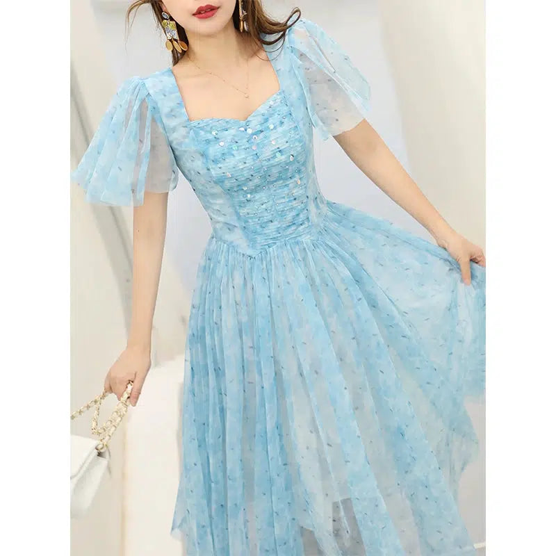 Star River Blue Retro Slim Fairy Dress