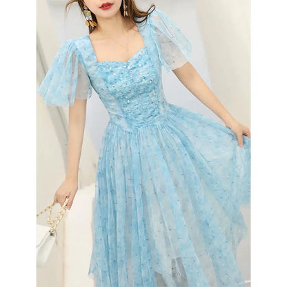 Star River Blue Retro Slim Fairy Dress