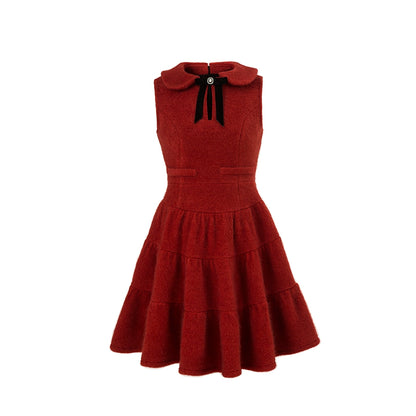 Mulled Wine Velvet Dress - Festive Slim Fit