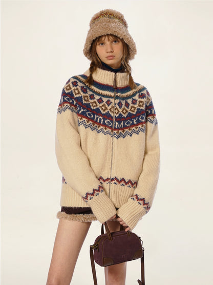 Thickened High Neck Knit Cardigan
