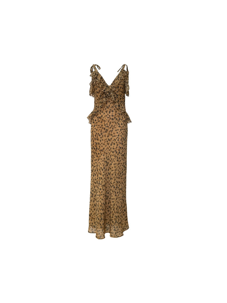 Vestido de leopardo vintage francés: elegancia de verano