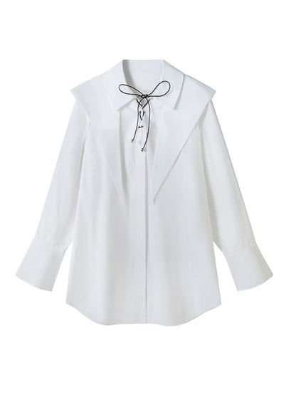 College Style - Pointed Neck Shirt Coat