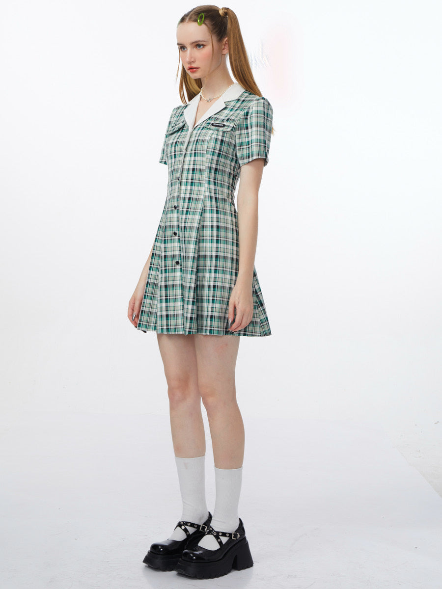 Academy Style Green Plaid Dress