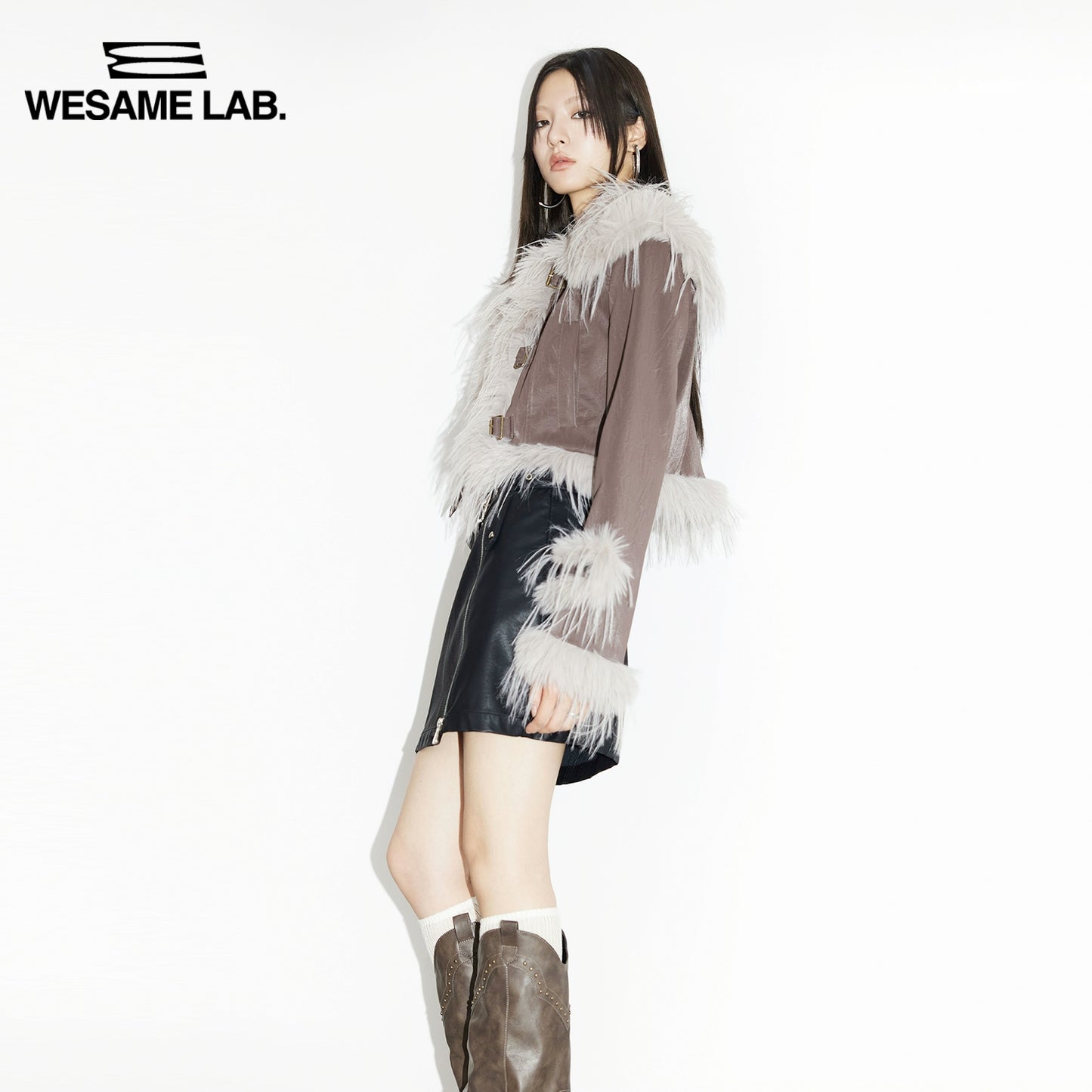 Early Autumn Vintage Fur Collar Leather Coat