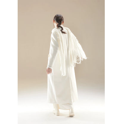 Winter White Wool Warm Long Coat