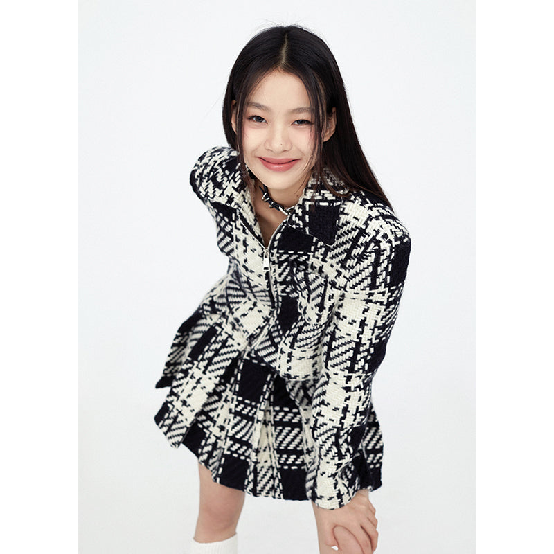 B&W Plaid Tweed Set