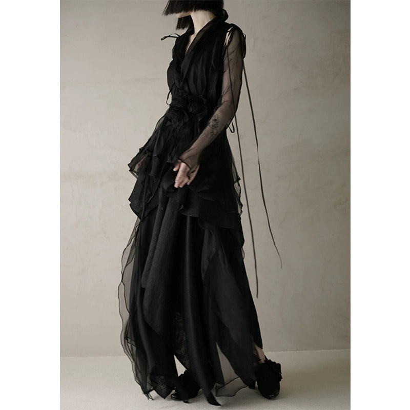 Dark Pleated Silk Suit Coat: Autumn/Winter