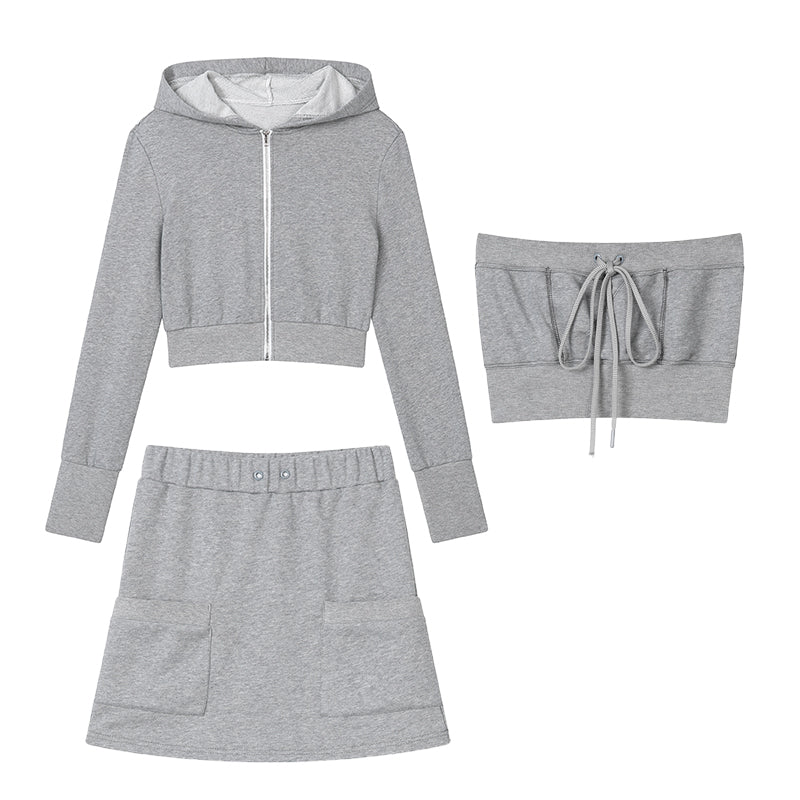 Hooded Knitted Three-Piece Set