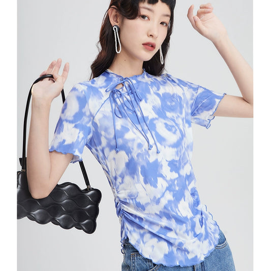 Blue Chinese Rose Halo T-shirt