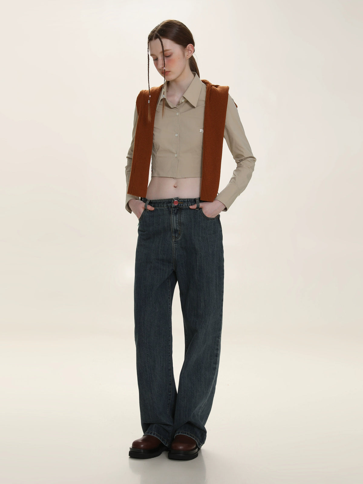 Polo Collar Solid Color Shirt