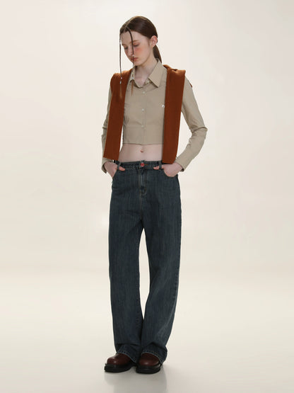 Polo Collar Solid Color Shirt