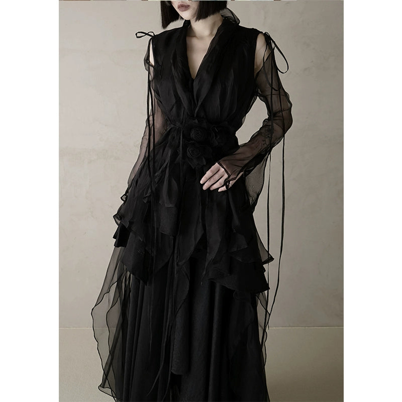 Dark Pleated Silk Suit Coat: Autumn/Winter