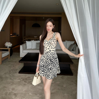 Silk Dot Print Slip Dress