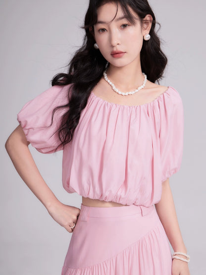 Cherry Blossom Pleated Top & Skirt Set