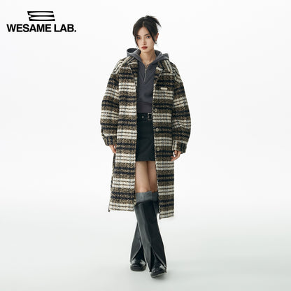 Casual Vintage Style Plaid Woolen Coat