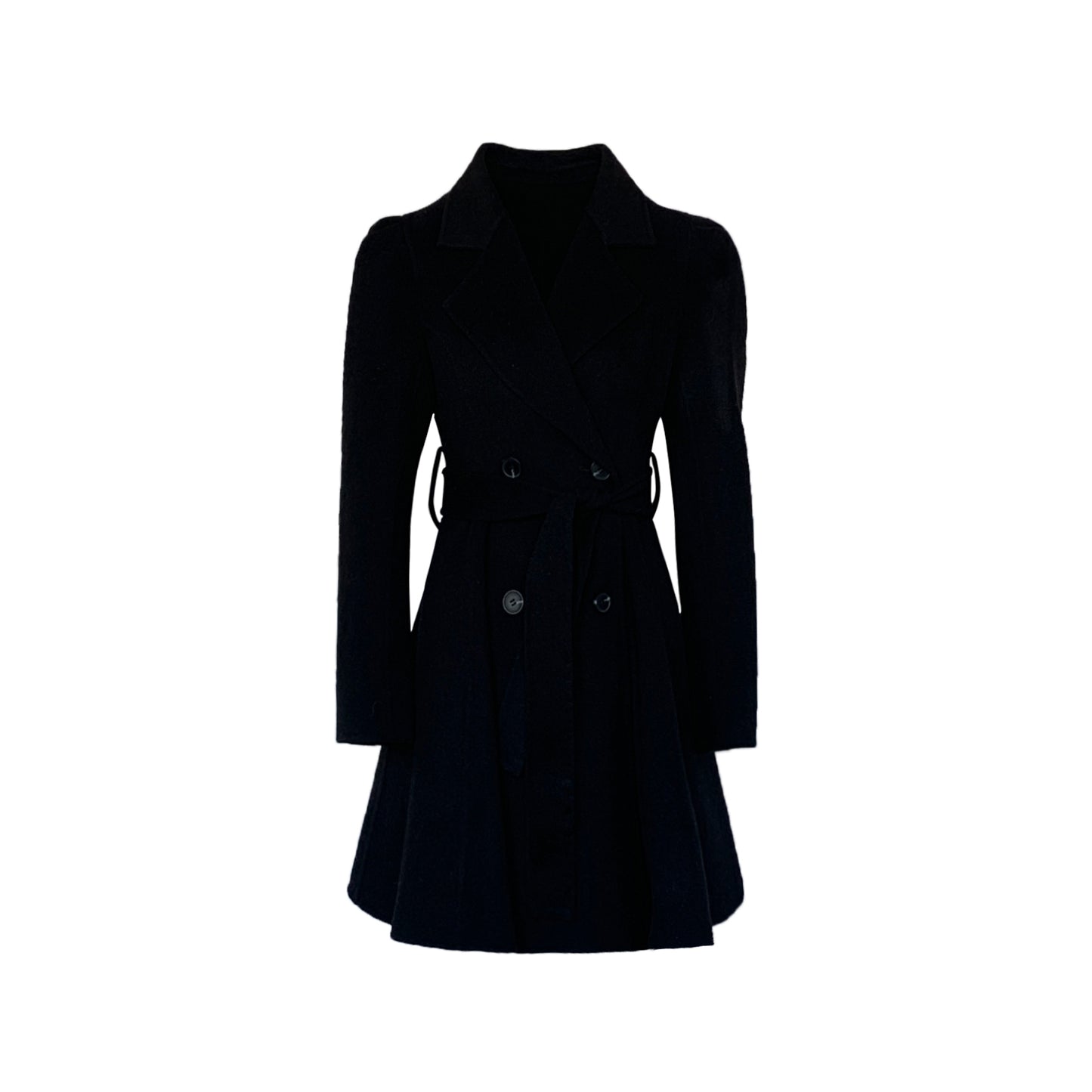 Midnight Elegance: Pure Black Wool Coat