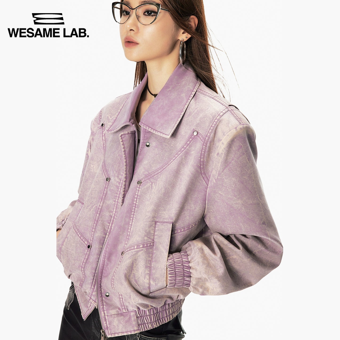 Shoulder Pad Pink Purple Retro Jacket