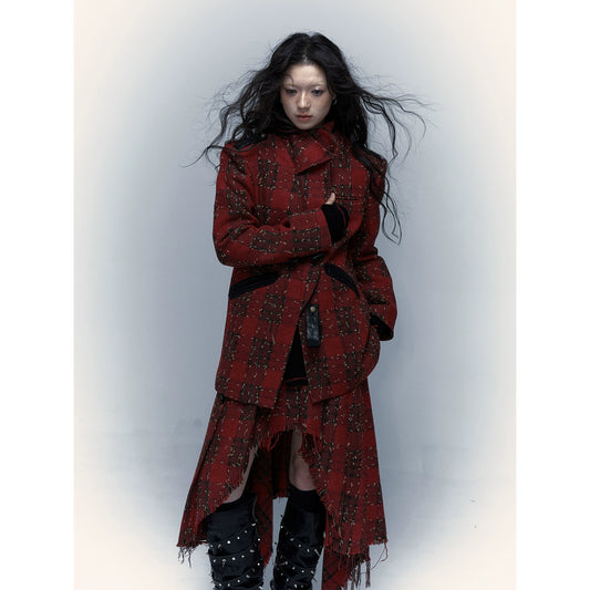Red Checkered Punk Suit Coat