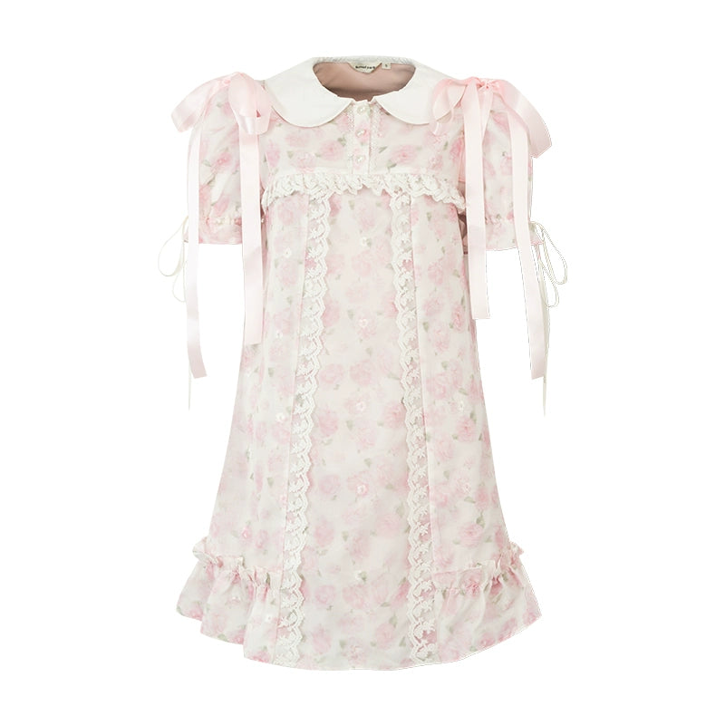 Pink Rose Doll Neck Dress