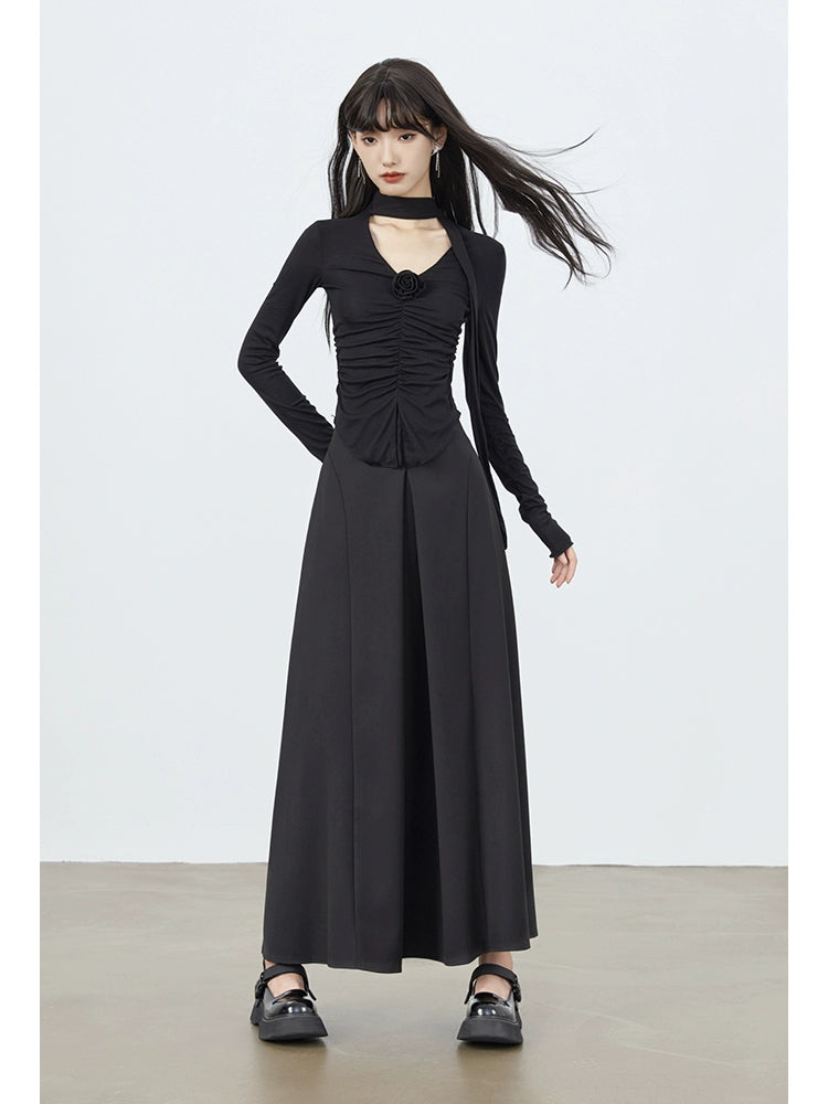 Autumn High Waist Long Dress