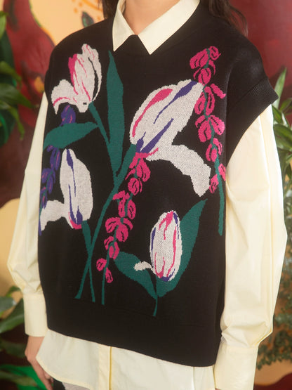 Tulip Jacquard Vest & Mid длиной набор юбки