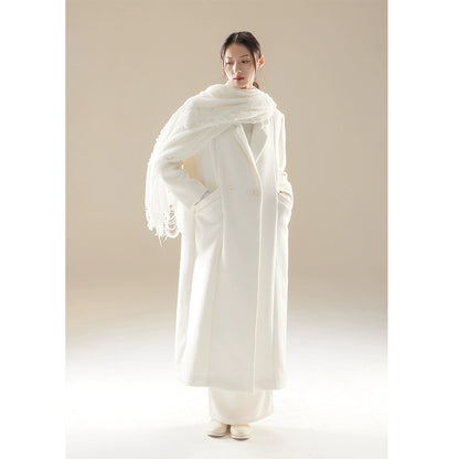 Winter White Wool Warm Long Coat