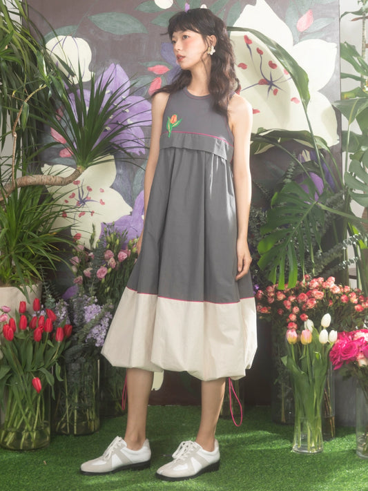 Tulip Bright Thread Cloud Feel Flower Bud Dress