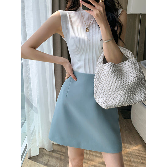 Blue Work Slim Skirt