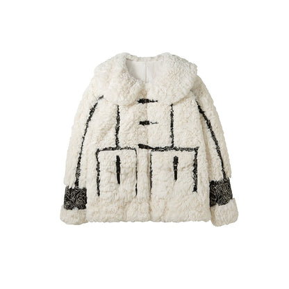 Light Snow Coat - Warm Contrast Jacquard Plush