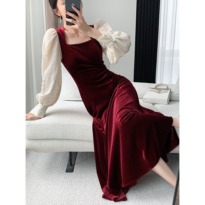 Velvet Red Hepburn Dress